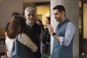 Leaders networking at charcha 2025